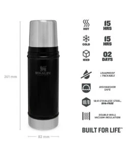 Stanley Classic Vacuum Bottle 0.47l Matt Schwarz -Taktische Ausrüstung Verkäufe stanley classic vacuum bottle 047l matt schwarz 668501 3